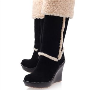 UGG AUSTRALIA BLACK AUBRIE TALL WEDGE